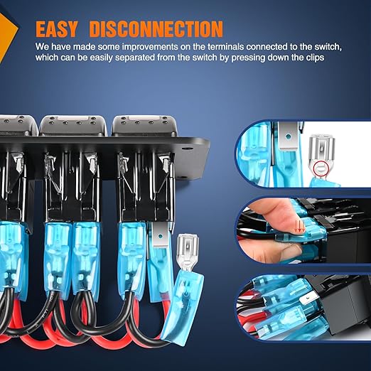 Nilight 4 Gang Rocker Switch Panel with PD Type C and USB Charger Voltmeter 12V SPST ON Off Toggle Switches with Orange Backlit Waterproof Aluminum for Boats Cars RVs Trucks