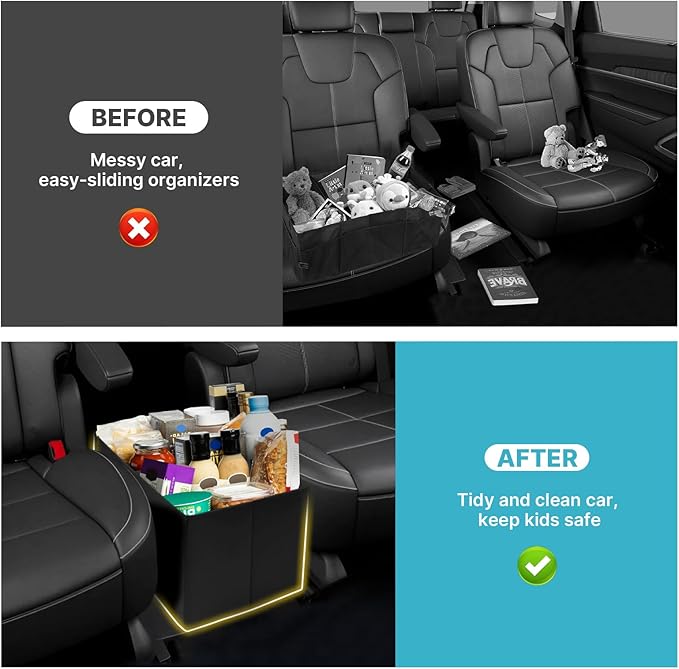 Mixsuper Liner Car Seat Organizer for Kia Telluride 2020-2026 Center Console Organizer with Cup Holders for Telluride, Kids Toys Baby Supplies Dog Toy Box Storage Bin Travel Accessories
