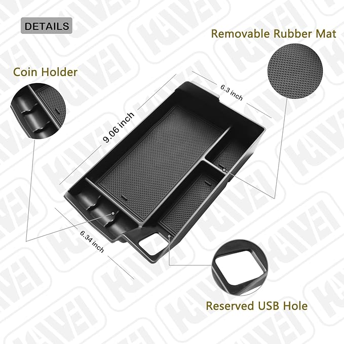HGWEI Center Console Organizer Tray Compatible with 2021-2026 Toyota Sienna Accessories, Sienna LE Limited Platinum SE XLE XSE Coin Container Armrest Secondary Storage Box, Black