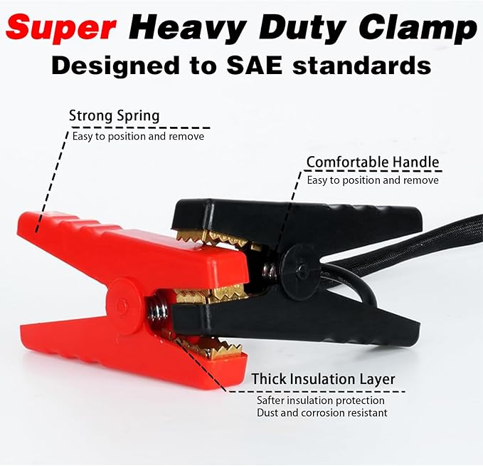 Jumper Cables with Adapter for Dewalt 20V Battery, 3.3FT 8AWG Portable Battery Jumper Starter Automotive Booster Cables Power for Car Jump Starting Using Tool