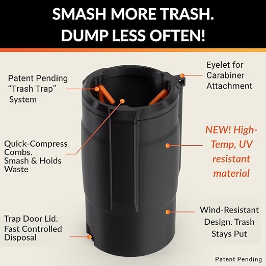 Trash Trapper Mini Car Trash Container – Frees Your Cupholder, Traps More & Empties Less with Patent-Pending Compaction, Holds Weeks of Small Trash, Portable for Car, Stroller & Travel, Black/Teal