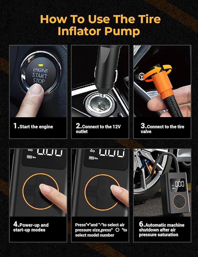 AUTOWN Flat Tire Repair Kit with Air Compressor 54 Pieces for Car, Motorcycle, ATV, Jeep, Truck, Tractor Flat Tire Repair (54PCS)