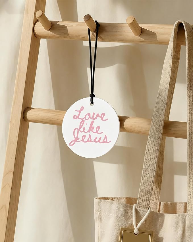 Pink Christian Car Air Freshener 4 Pcs, Inspirational Bible Verse Religious Hanging Air Freshener for Cars Closet Drawer Books, Christian Girly Car Accessories Mirror Decor for Women
