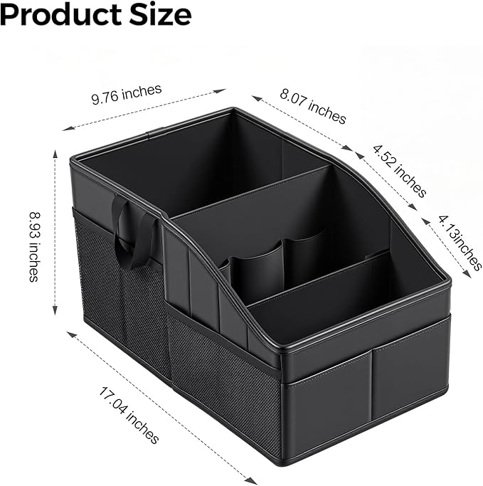 Car Storage, Sturdy Leather Car Backseat Organizers, Support Up to 33 LB of Weight Automotive Front Seat Organizer, Floor Organizer and Storage Used for SUV Truck Toy Snack Water Bottle Holder