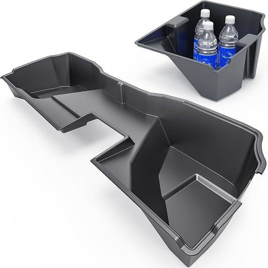 oEdRo Upgraded Rear Under Seat Storage Box Compatible with 2014-2018 Chevy Silverado/GMC Sierra 1500 Double Cab, 19 Silverado LD/Sierra Limited; 2015-2019 2500HD/3500HD - 2-in-1 Max Organizer