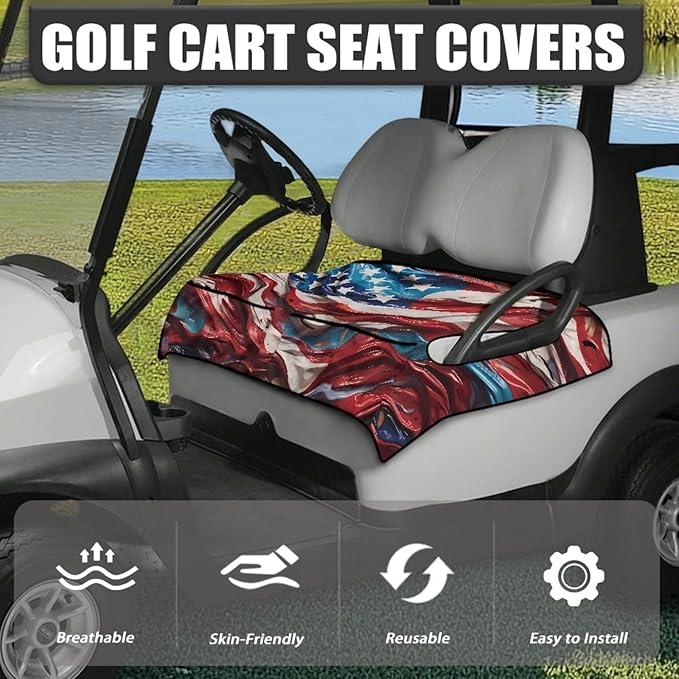 Universal Golf Cart Seat Cover with 4 Pockets Soft Golf Cart Seat Towel Blanket Fits 2-Seat Golf Carts