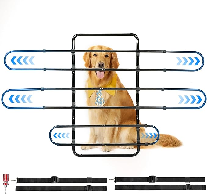 JOYTUTUS Dog Car Barrier, Pet Barrier Follow the Seat Movement 34"- 58" Width Adjustable SUV Dog Barrier for Back Seat, Vehicle Gate Heavy Duty, Ideal for Sedans SUVs Trucks MPVs