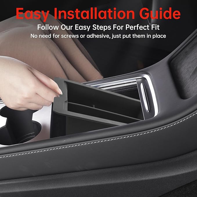 Zekrom Center Console Organizer Tray for Tesla Model 3 (2021-2023) Model Y(2021-2024) Accessories, Dual Layer Armrest Console Organizer, Black