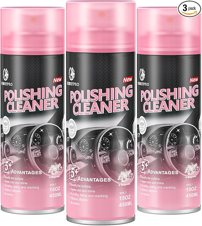 DONKEYPRO Car Interior Cleaner, Polishing Cleaner Detailer Spray for Vehicle Detailing, 450ml Aerosol 15 fl oz with Iron Can (3-Pack)