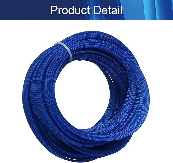Aicosineg 32.81ft PET Flexible Braided Cable Sleeve 0.4inch Width Wire Loom Sleeving and Organizer Flexible Wire Mesh Sleeve Wrap Protector for TV Audio PC Cords from Pets Chewing Blue