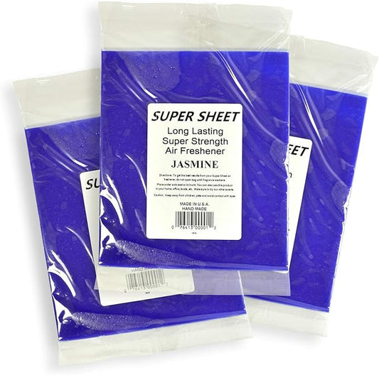 Super Sheet Large (8"x7") Under Seat Car Air Freshener, 3-PACK (Jasmine)