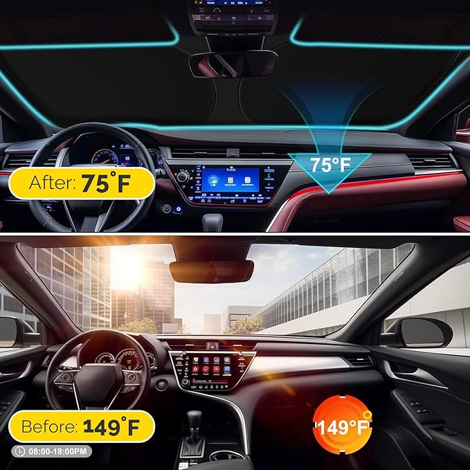 Car Sun Shade for 2016-2024 2025 2026 Toyota Tacoma Windshield Sun Shade, Sun Visor Windshield Screen Cover for Tacoma Front Window Sunshade Foldable Auto Interior Accessories UV Block to Keep Cool