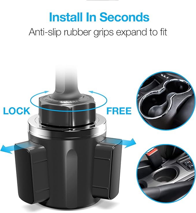 Naztech MagBuddy Elite XL Cup Cell Phone Holder for Car - Black Gooseneck Magnetic Stand Cup Phone Holders for Your Car Cellphone Holder Mount for Truck, Auto Seat Cupholder Mount for iPhone, Android