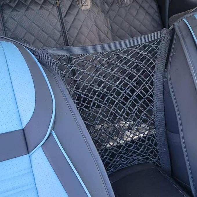 Dog Car Net Barrier Pet Barrier with Auto Safety Mesh Organizer Stretchable Storage Bag Universal for Cars, SUVs -Easy Install (M-for Car)