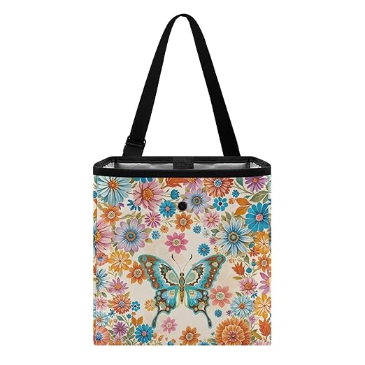Butterfly Car Trash Can for Back Seat Car Accessories for Women Men Boho Mandala Leakproof Auto Garbage Cans Hanging Trash Bin for Car Water-Resistant