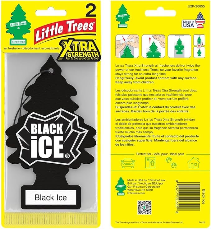 LITTLE TREES Car Air Freshener | Xtra Strength Provides Long-Lasting Scent for Auto or Home | Extra Boost of Fragrance | Black Ice, 24 Air Fresheners