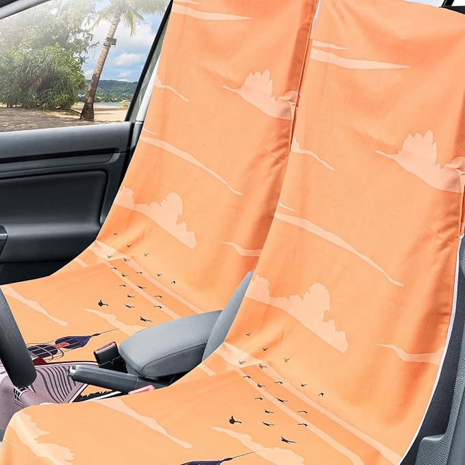 Hahafelt 1 Pack Car Seat Towel Covers with Storage Bag 63 x 32 Inch Athletic Running Towel Seat Sweat Washable Non Slip Cover Gift for Car Outdoor Sport Activities (Mount Desert Island)