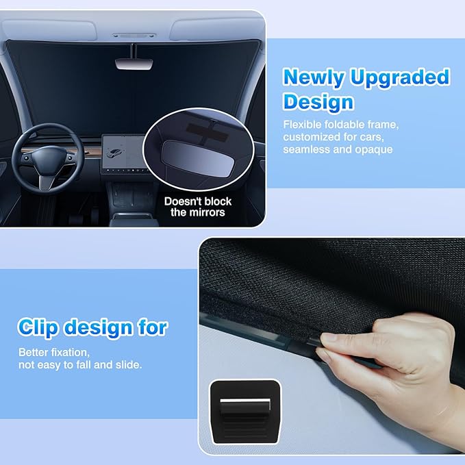T TGBROS Windshield Sun Shade for Ford Edge 2015-2024 Car Window Shades Thicken UV Block and Blackout Privacy Foldable Sunshades 8PCS Accessories Keep Cool Sun Visor Covers