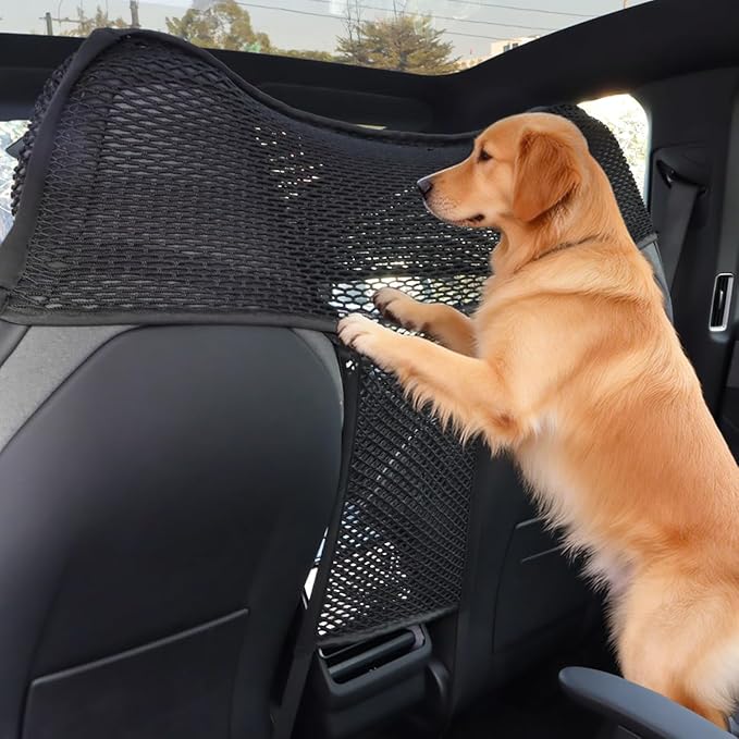 Car Dog Barrier Net Car Mesh Organizer Back Seat Divider for Dog Easy Install 2 Pieces (for One-Piece Seats)