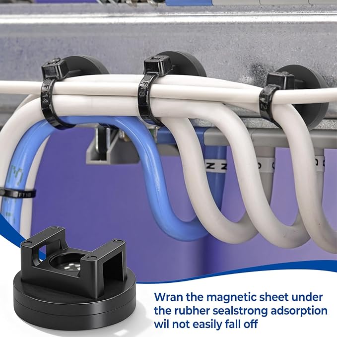 Magnetic Cable Zip Tie Base, Heavy Duty 14lbs Vertical Tension, Multipurpose Wire Clips Management Holder, Supplies for Electrical Cable Wire Organization (31mm, Count, 20)