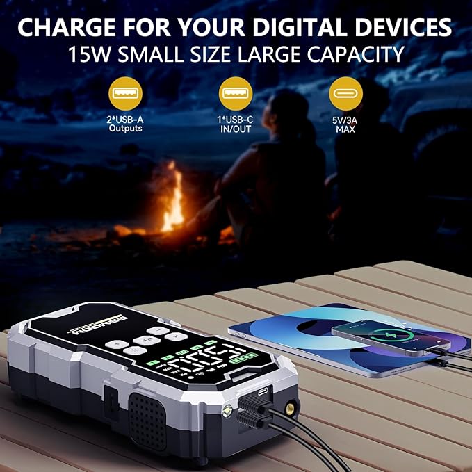 Jump Starter with Air Compressor, 7000A 26800mAh 150PSI Portable Car Battery Jump Starter (All Gas/10.0L Diesel), Jump Box Portable Jumper Cables with 3.4" LCD Display, 2 Lights