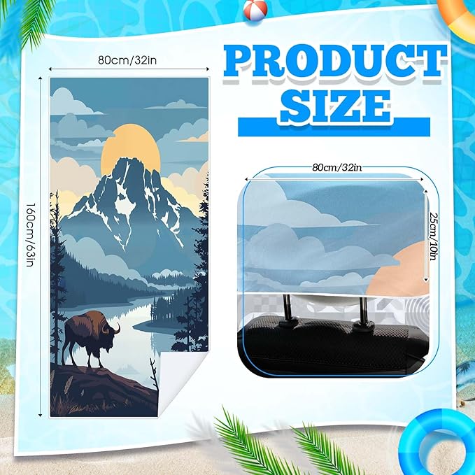 Hahafelt 2 Pack Car Seat Towel Covers with Storage Bag 63 x 32 Inch Athletic Running Towel Seat Sweat Washable Non Slip Cover Gift for Car Outdoor Sport Activities (Yellowstone National Park)