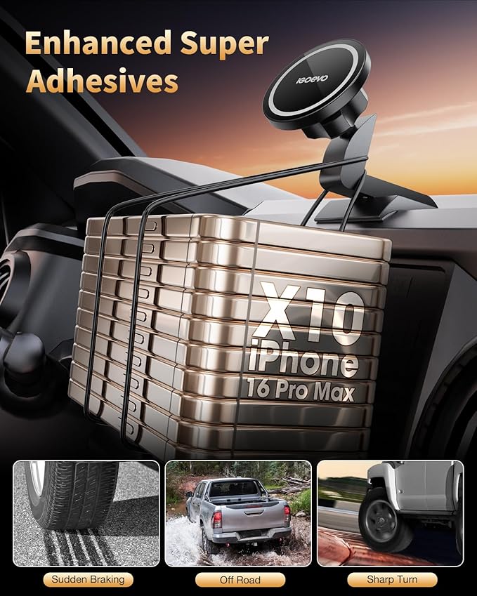 360° Rotating Magnetic Phone Mount for Toyota Tacoma 2016-2023 Dashboard - Secure Hold | Dashboard Phone Holder, Tacoma Phone Mount, Magnetic Car Mount, Toyota Tacoma Accessories