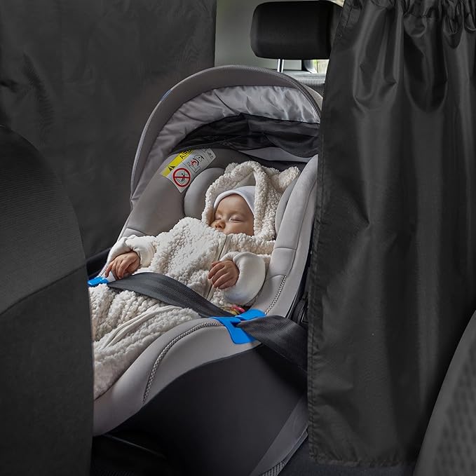 VANPET 99% Light Blocking Car Curtains, 1 Rear Seat Divider Curtain & 2 Rear Side Window Curtains, Car Curtains for Windows, Wide Sedan SUV Sunshade Covers Car Cabana(Extra Large Car Curtains 3 Pcs)