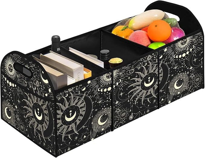 Sun Moon Stars Collapsible Trunk Organizer Automotive Storage Car Multicompartment Large Capacity