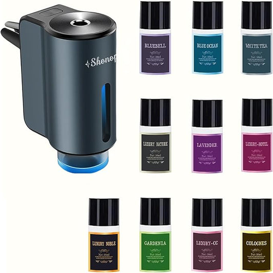 Car Air Freshener Diffuser,Smart Car Aroma Diffuser Air Freshener Spray Automatic with 10PCS Cologne Aromatherapy Oil (Grey)
