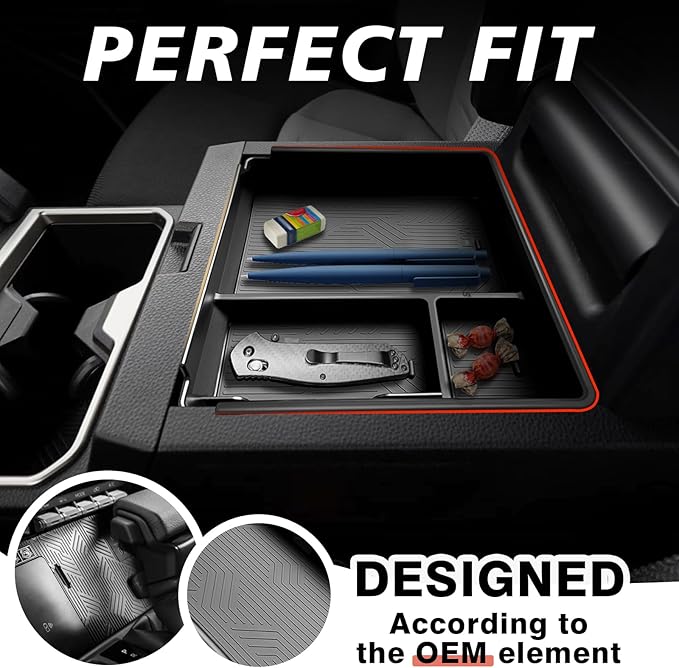 Muslogy Center Console Organizer & Hidden Storage Box Compatible with 2025 2026 Toyota 4Runner Accessories Armrest Privacy Console Divider Storage Box Card Slot Tray Divider Organizer ABS Material