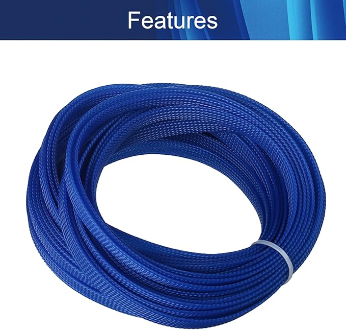 Aicosineg 32.81ft PET Flexible Braided Cable Sleeve 0.4inch Width Wire Loom Sleeving and Organizer Flexible Wire Mesh Sleeve Wrap Protector for TV Audio PC Cords from Pets Chewing Blue