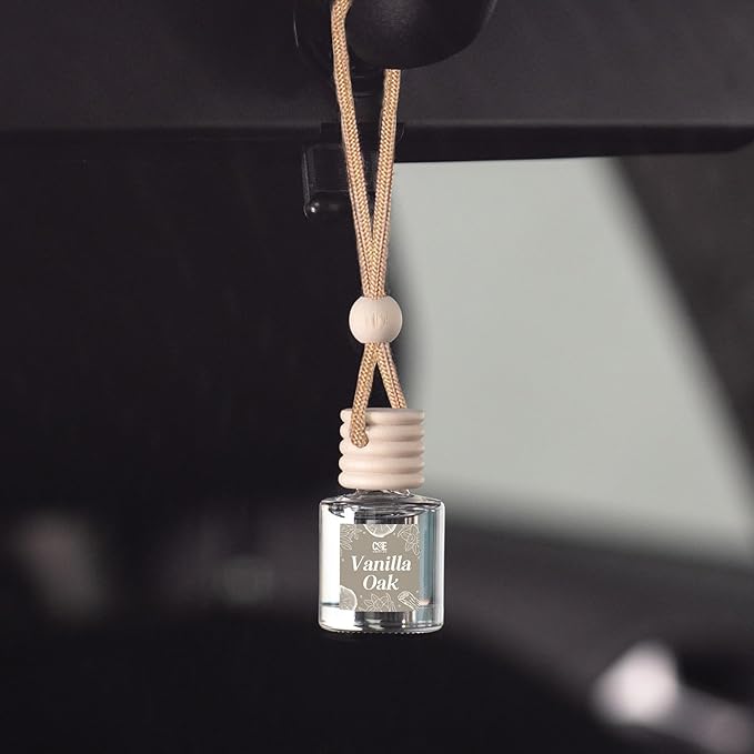 C&E Craft Co Hanging Car Air Freshener Diffuser 2 Pack, Long Lasting Fragrance Oil Car Freshener, Glass Bottle Auto Air Freshener, Made in USA (Vanilla Oak)