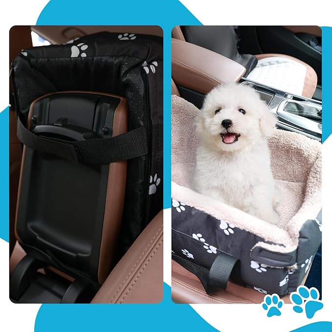 Center Console Dog Car Seat, Pete Console Car Seat for Cats Dogs Middle (Black)