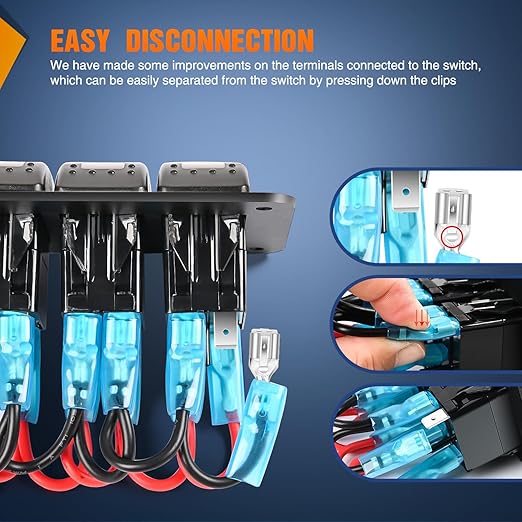 Nilight 4 Gang Rocker Switch Panel Waterproof Pre-Wired Aluminum Power Control Marine Panels with PD Type C and USB Cigarette Lighter Socket Voltmeter 12V 24V ON Off Switches for Car Trucks Boats RVs