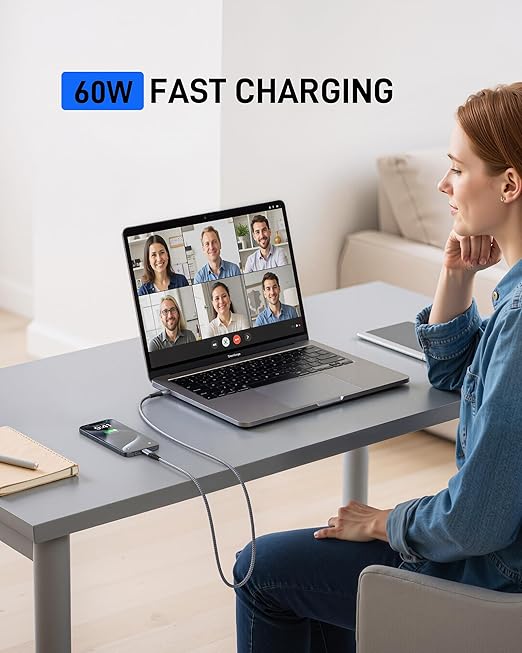 Short USBC to USBC Cable 3FT, 60W USB Type C Fast Charging Cable for Car, Durable iPhone USB C Charger Cable USB C Cord for iPhone 17/16/15/Pro Max/Plus, Samsung Galaxy and More-2Pack