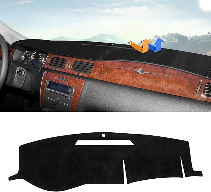 Autorder Dashboard Cover Mat for Chevrolet Impala 2006-2013/ Impala Limited 2014-2016 Accessories Dash Cover Upgrade Velvet Dash Mat Sunshade Glare UV Rays Protector