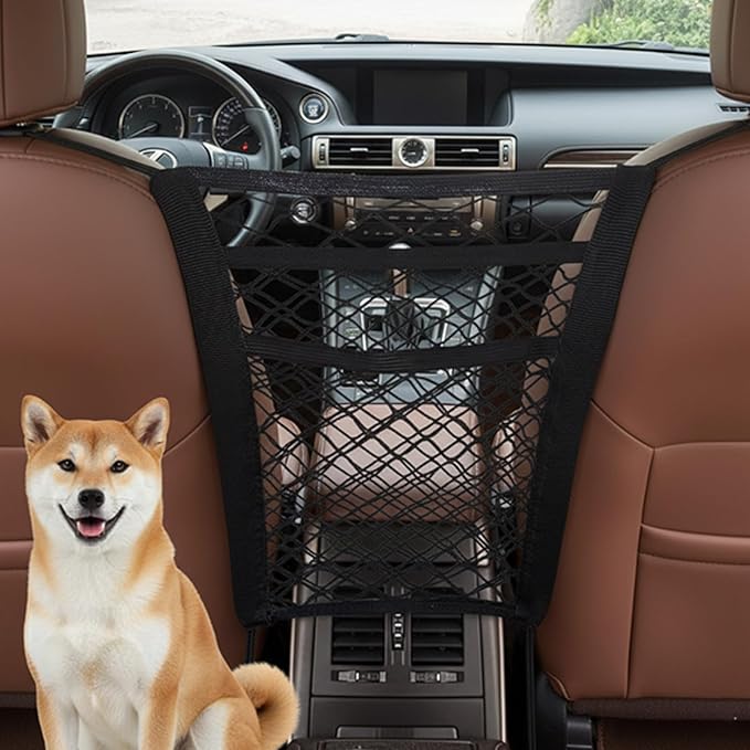 Dog Car Barrier, 3-Layer 4-Side Mesh Pet Divider Dog Barrier for Car, Dog Barrier for SUV Universal Fit Stretchable Easy Install Car Organizer