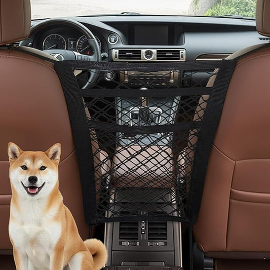 Dog Car Barrier, 3-Layer 4-Side Mesh Pet Divider Dog Barrier for Car, Dog Barrier for SUV Universal Fit Stretchable Easy Install Car Organizer