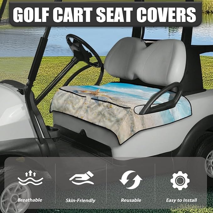 Universal Golf Cart Seat Cover with 4 Pockets Soft Golf Cart Seat Towel Blanket Fits 2-Seat Golf Carts