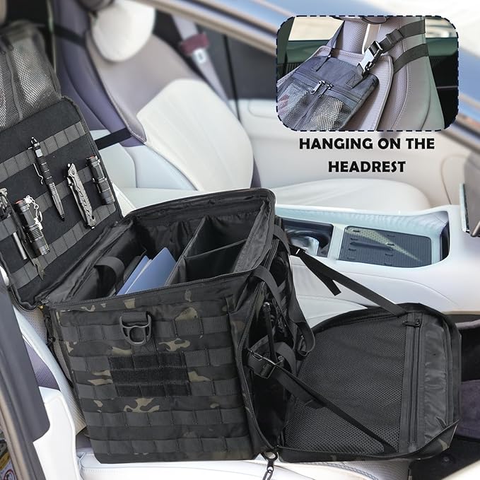 SCAVATA Patrol Bag Law Enforcement, Police Gear Car Front Seat Vehicle Organizer Bags with MOLLE System (Camo)
