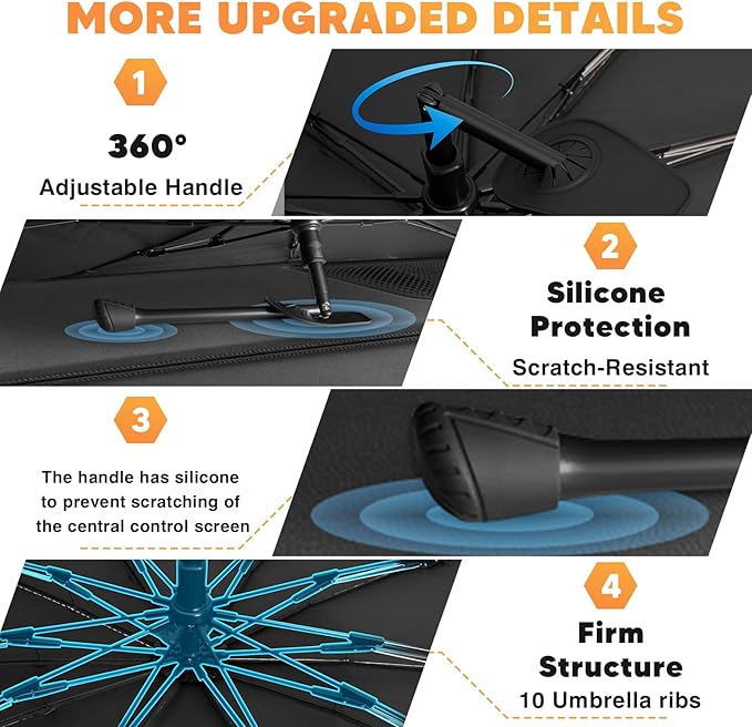 KUST Sun Shade Umbrella for Honda Odyssey 2011-2017 | Custom Fit Windshield Sunshade | Foldable Sunshade with Bendable Handle | Blocks Heat & UV Scratch Resistant Keep Your Car Cool Sunshield