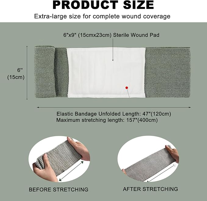 Israeli Emergency Bandage, 6" 4Pack Compression Bandage, Trauma Wound Dressing, Sterile Vacuum Sealed Packaging for Bleeding Control, Medical Trauma Kit, Combat Tactical First Aid IFAK Supplies