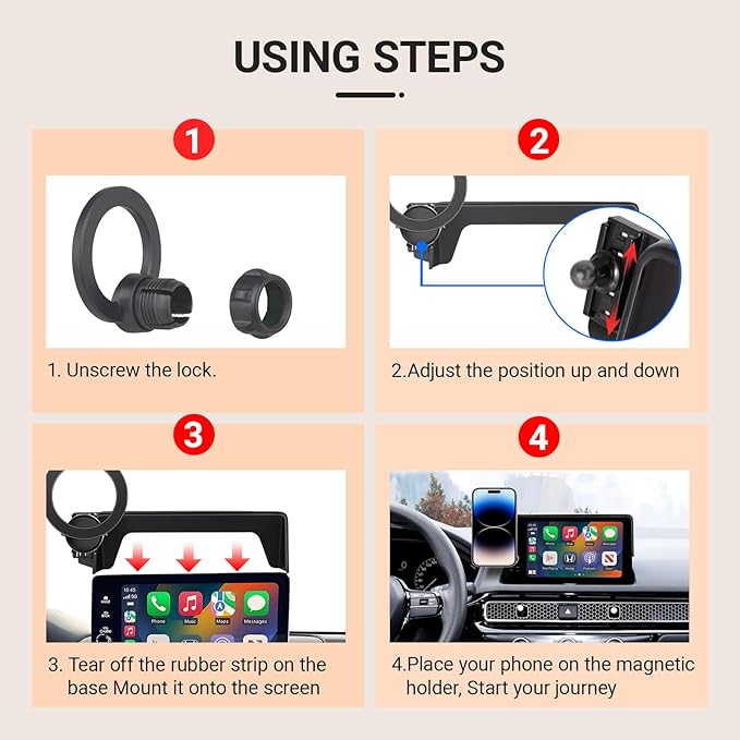 for 2022 2023 2024 2025 2026 Honda Civic 11th Gen Phone Holder, 7/9-inch Screen Fixed Clip, 360° Rotation, Compatible with MagSafe, for Honda Civic Accessories