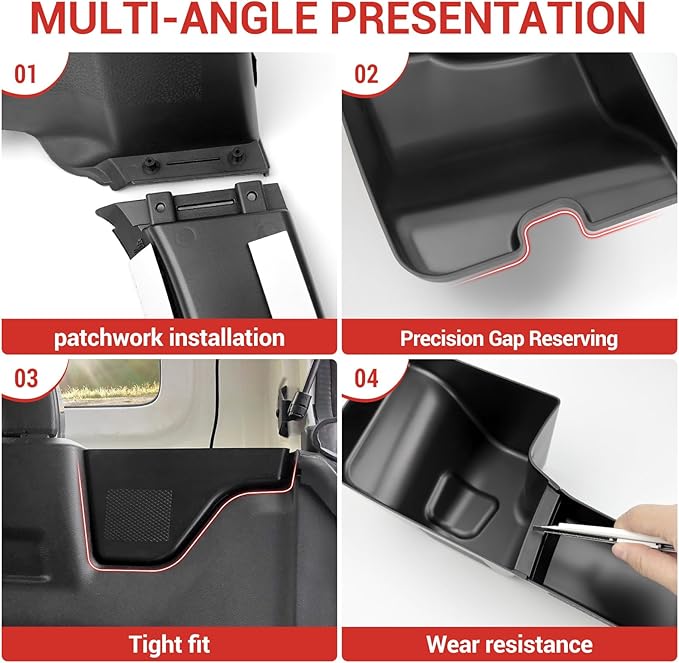 Trunk Side Storage Bin Fit for 2024 Jeep Wrangler JL JLU 4XE, Cargo Organizer Tray Wheel Well Storage Box for 2024 Wrangler JL 4 Door Accessories, 2PCS No Screws(Left+Right)