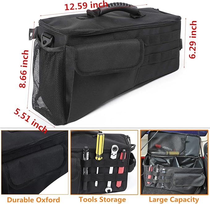 YOCTM Wheel Well Storage Bin, Rear Trunk Organizer, Cargo Storage Tray compatible with 2018-2024 Jeep Wrangler JL JLU 4-Door, Interior Storage Expansion Accessories, Right Left Side, Black