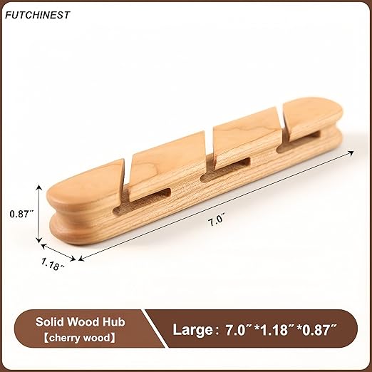 Solid Wood Cable Clips,Cord Organizer for Desk Cable Management with 3M Adhesive,Cord Holder for Nightstand,PC,Car,Office,Kitchen,USB Cable Holder Wire Organizer Cord Clips (Natural)