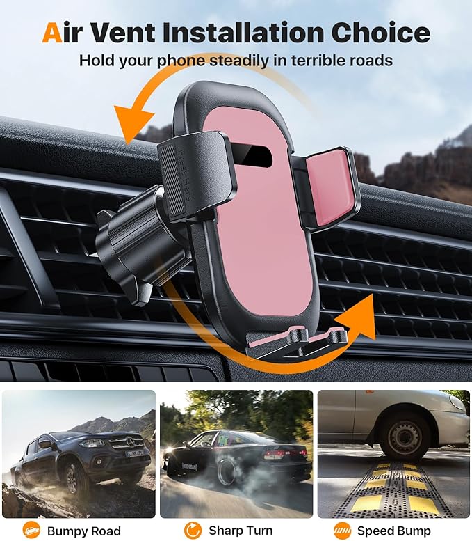 Ultra Stable Phone Holders for Your Car [Powerful & 360 Adjustable Suction Cup] Universal Car Phone Holder Mount Long Arm Flexible Car Mount for Dashboard Windshield Air Vent All Phone Case - Pink