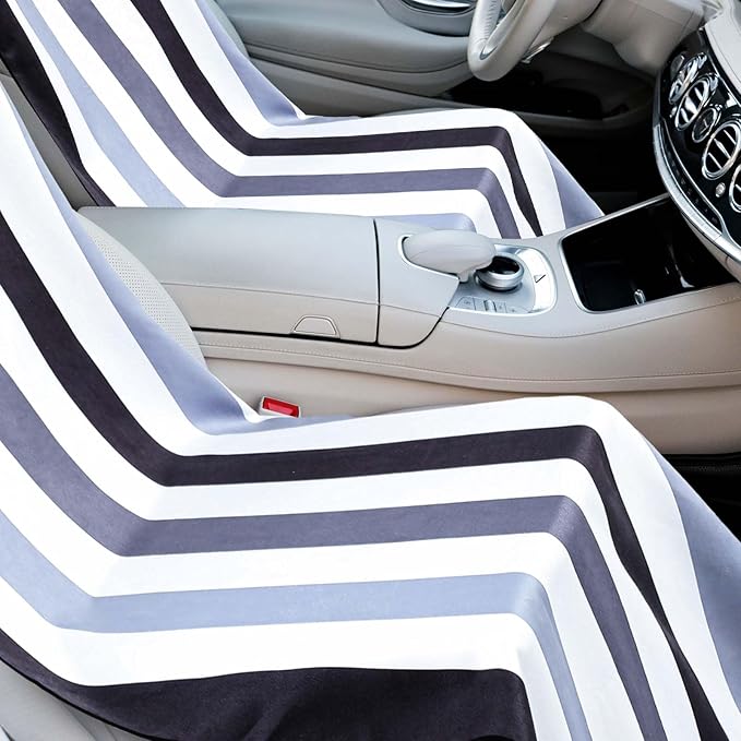 Hahafelt 2 Pack Car Seat Towel Covers with Storage Bag 63 x 32 Inch Athletic Running Towel Seat Sweat Washable Non Slip Cover Gift for Car Outdoor Sport Activities (Black Vertical Stripes)