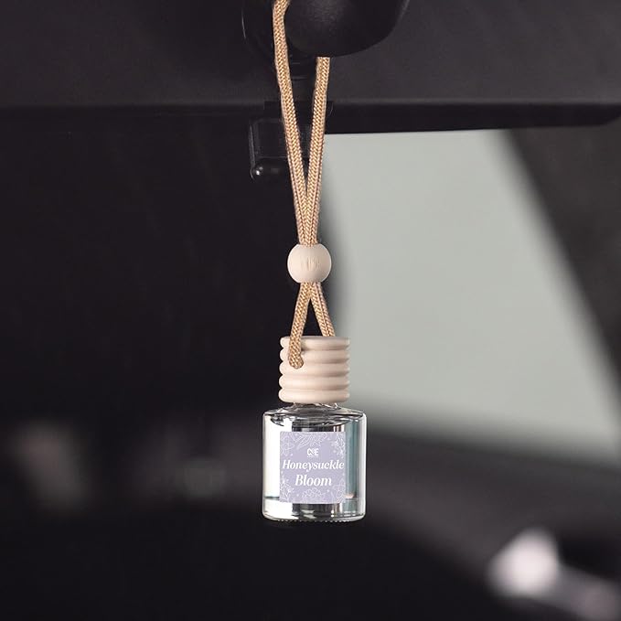 C&E Craft Co Hanging Car Air Freshener Diffuser 2 Pack, Long Lasting Fragrance Oil Car Freshener, Glass Bottle Auto Air Freshener, Made in USA (Honeysuckle Bloom)